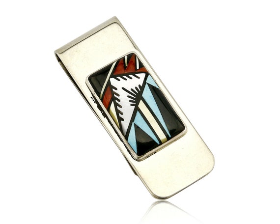 Zuni Signed C Booque Money Clip .925 Sterling Mul… - image 1
