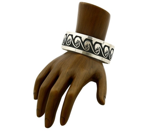 Hopi Bracelet .925 Silver Handmade Overlay Patter… - image 3