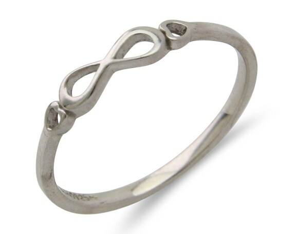 Infinity Heart Promise Ring 925 Solid Silver Size… - image 1