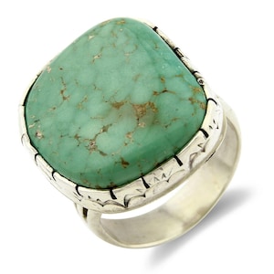 Navajo Turquoise Ring .925 Silver Handmade Signed Wayne Etsitty C.80's