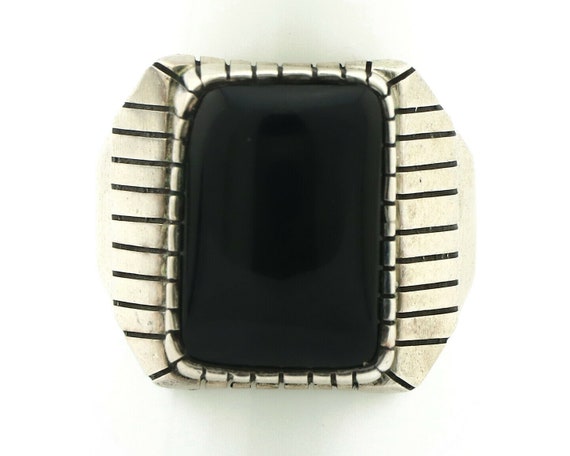 Navajo Ring .925 Silver Handmade Black Onyx Artis… - image 4