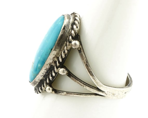 Navajo Ring .925 Silver Morenci Turquoise Native … - image 5
