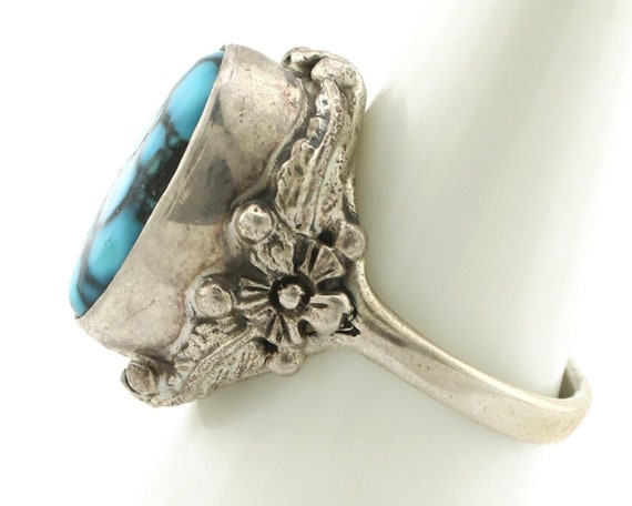 Navajo Ring 925 Silver Spiderweb Turquoise Artist… - image 5