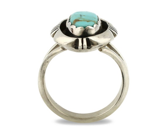 Navajo Ring .925 Silver Kingman Turquoise Handmad… - image 3
