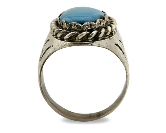 Navajo Ring .925 SOLID Silver Kingman Turquoise A… - image 3