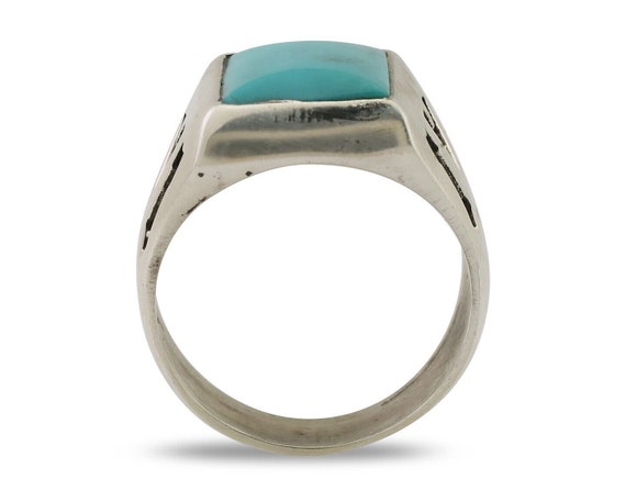 Navajo Ring 925 Silver Kingman Turquoise Artist S… - image 3