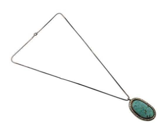 Navajo Necklace 925 Silver Spiderweb Turquoise Si… - image 3