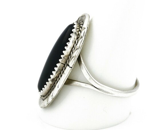 Navajo Ring .925 Silver Natural Black Onyx Handma… - image 5