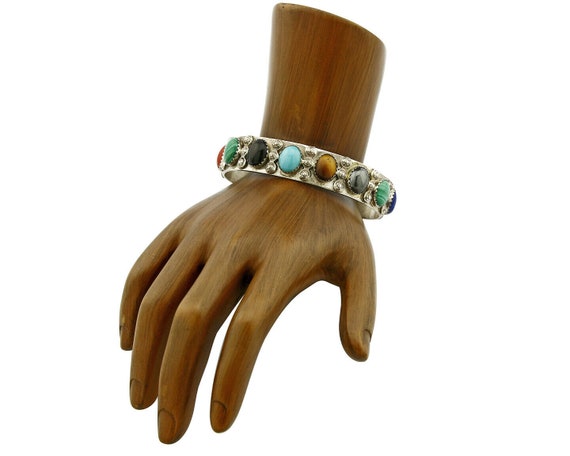 Women's Navajo Gemstone Bracelet .925 Silver Hand… - image 3