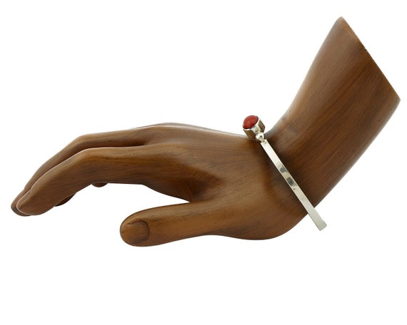 Navajo Bracelet .925 Silver Red Mediterranean Cor… - image 3