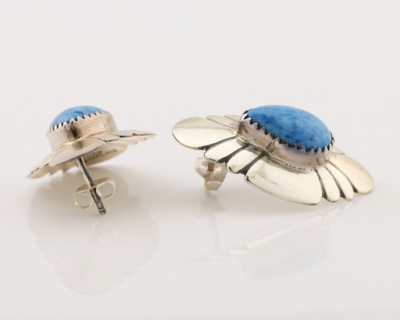 Navajo Earrings 925 Silver Natural Blue Lapis Art… - image 5