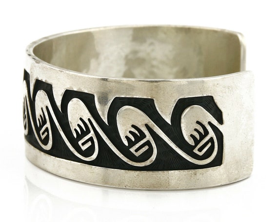 Hopi Bracelet .925 Silver Handmade Overlay Patter… - image 5