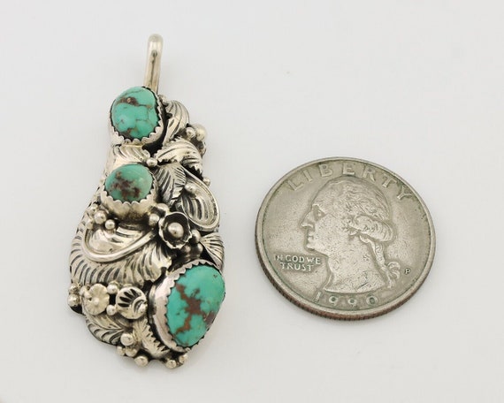 Navajo Pendant 925 Silver Natural Bisbee Turquois… - image 7