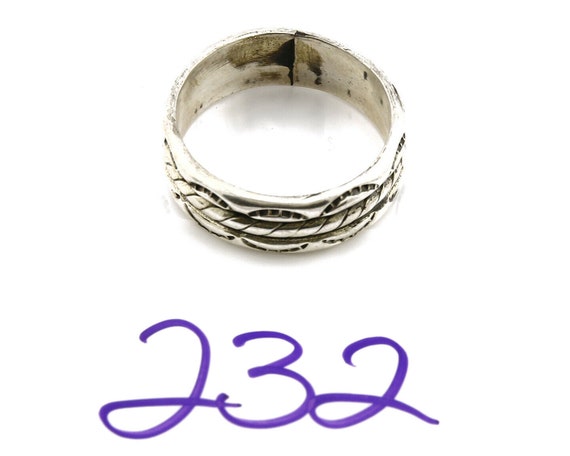 Navajo Ring .925 Silver Handmade Hand Stamped 3 R… - image 8