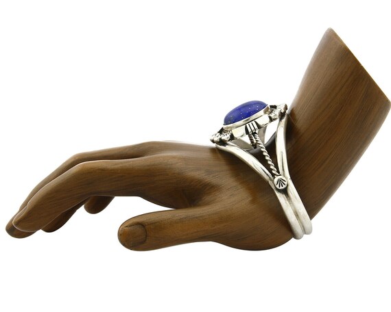 Navajo Bracelet .925 Silver Lapis Lazuli Cuff Sig… - image 2