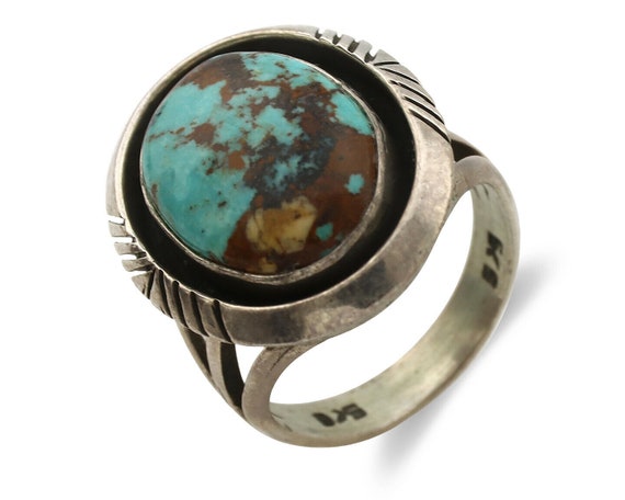 Navajo Ring .925 Silver Natural Blue Turquoise Si… - image 1