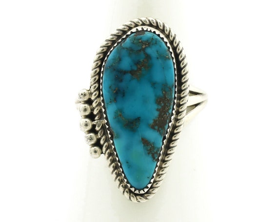 Navajo Ring 925 Silver Morenci Turquoise Native A… - image 4