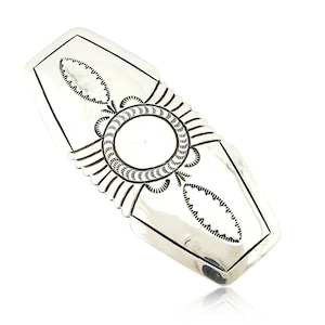 Navajo Real Turquoise 925 SOLID SILVER Hand Stamped 12mm Wide Barrette Hair Clip