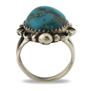 Navajo Ring .925 Silver Natural Mined Turquoise Artist Signed M Montoya C.80&#39;s