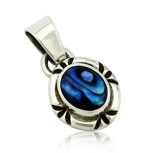 Navajo Hand Stamped Natural Mined MOP in .925 SOLID Silver Pendant