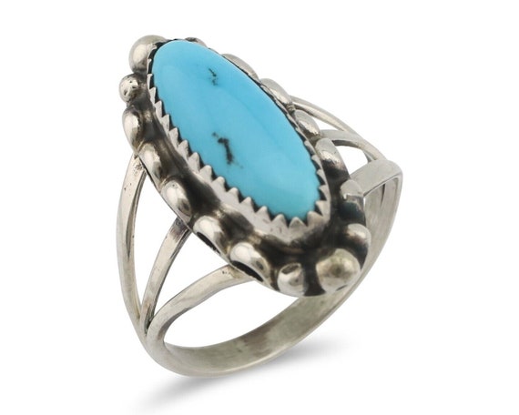 Navajo Ring .925 Silver Sleeping Beauty Turquoise… - image 1