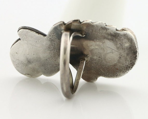 Navajo Handmade Ring 925 Silver Turquiose & Coral… - image 7