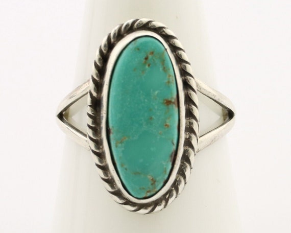 Navajo Ring 925 Silver Kingman Turquoise Artist S… - image 4