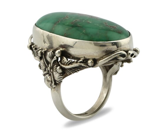Navajo Ring .925 Silver Natural Green Turquoise N… - image 2