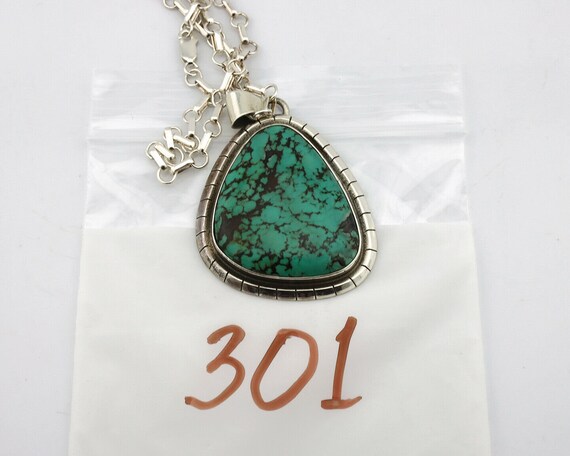 Navajo Necklace .925 Silver Blue Green Turquoise … - image 10
