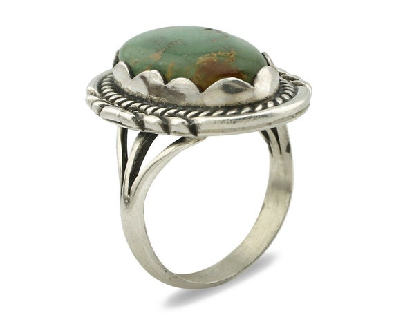 Navajo Ring .925 Silver Natural Green Turquoise S… - image 2