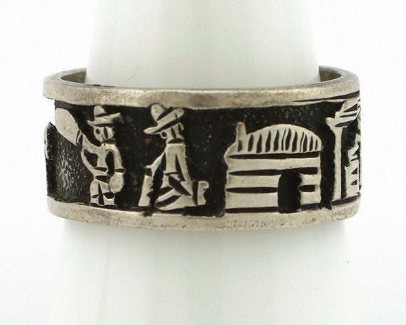 Navajo Pictograph Ring .925 Silver Signed Artist … - image 4