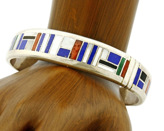 6 Inch Wrist Best Dave Freeland Vintage Inlay Turquoise Sterling Silver Bracelet 6 Inch Wrist Best Dave Freeland Vintage Inlay Turquoise Sterling Silver Bracelet