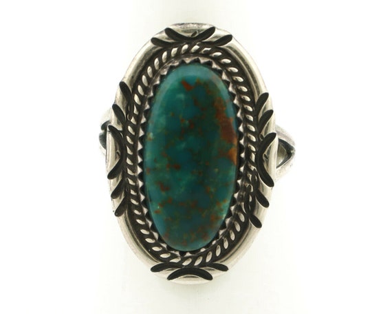 Navajo Ring .925 Silver Turquoise Mountain Signed… - image 4