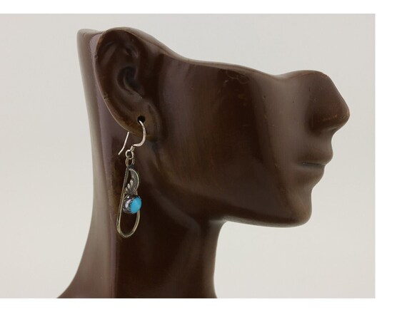 Navajo Dangle Earrings 925 Silver Sleeping B Turq… - image 7