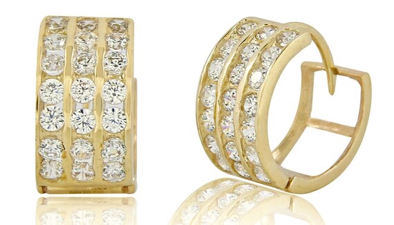 1 Ct Round Cut Sim Diamond 10K Yellow Gold Finish Hoop Earrings