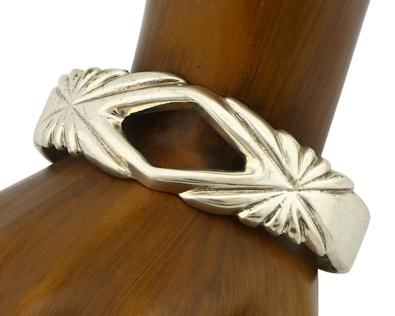 Vintage Navajo Silver Sand Cast Flower Bracelet With