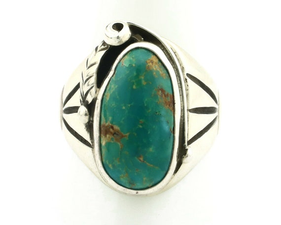 Navajo Ring .925 Silver Green Southwest Turquoise… - image 4