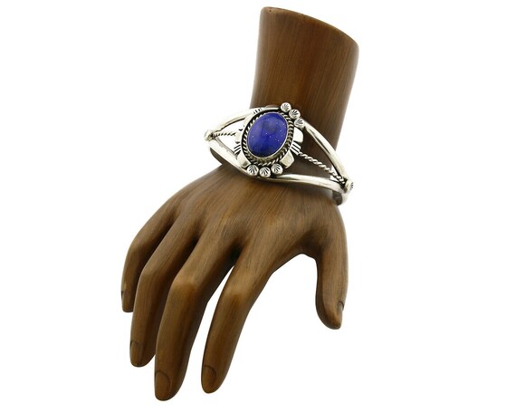 Navajo Bracelet .925 Silver Lapis Lazuli Cuff Sig… - image 3