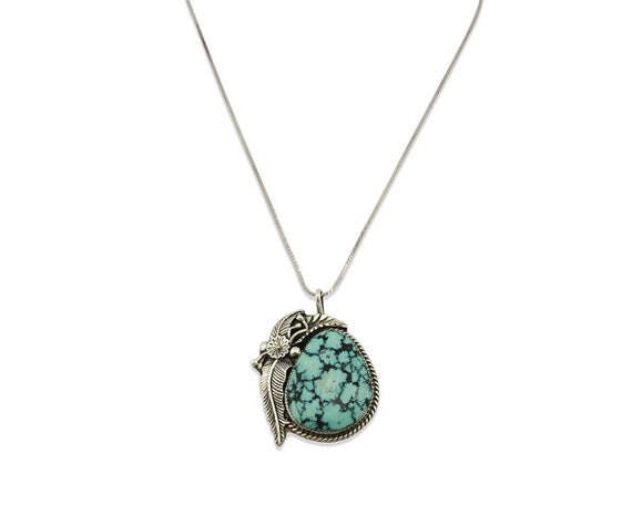 Navajo Necklace .925 Silver Spiderweb Turquoise A… - image 3