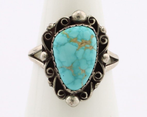 Navajo Ring 925 Silver Spiderweb Turquoise Artist… - image 4