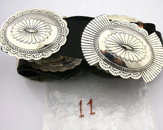 Navajo Concho Belt .925 Silver Hand Stamped Artis… - image 10