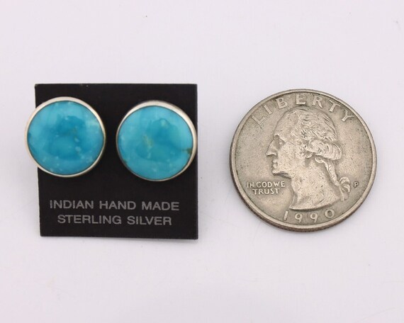 Navajo Earrings 925 Silver Natural Kingman Turquo… - image 3