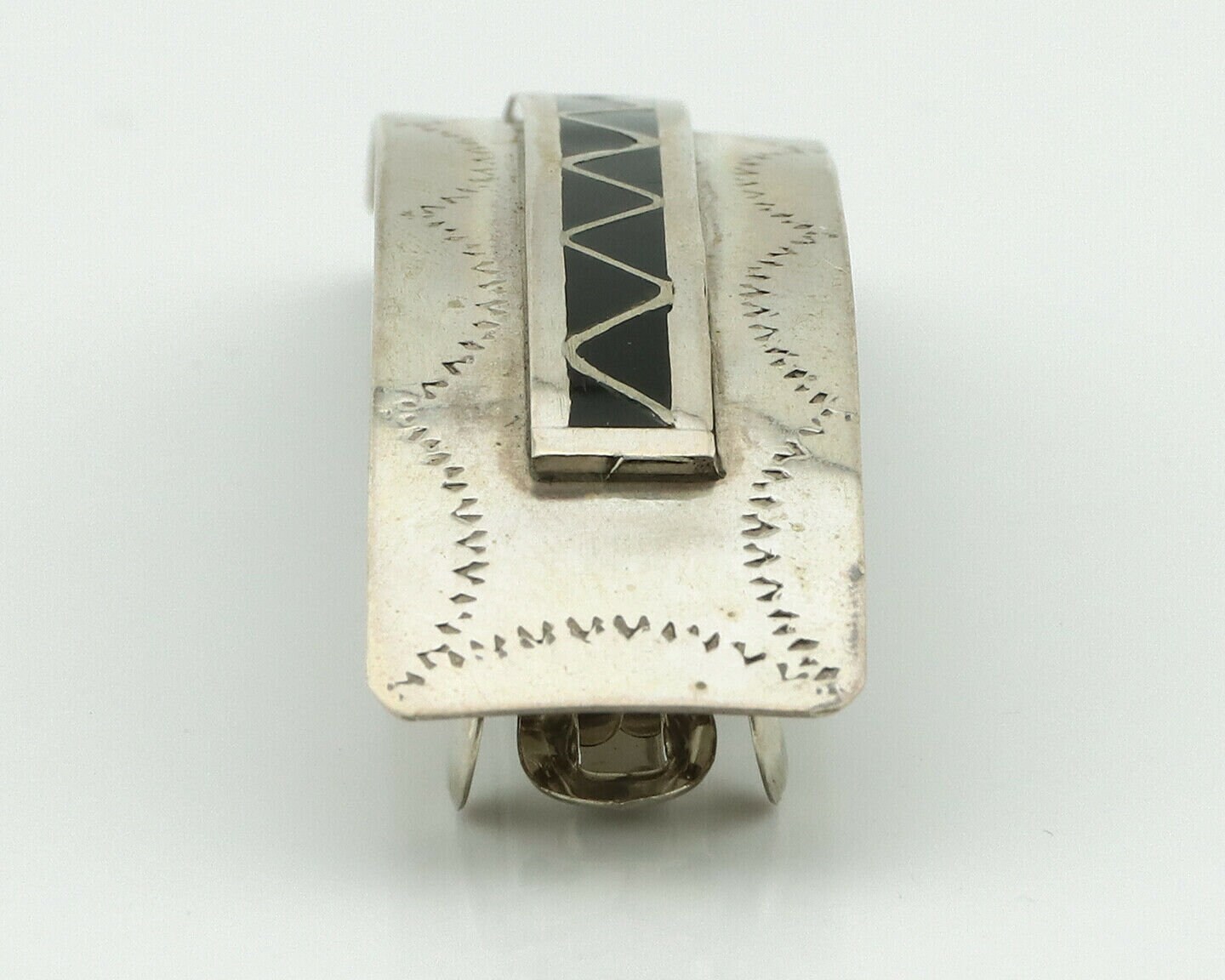 Women's Navajo Hair Clip .925 Silver Inlaid Black Onyx