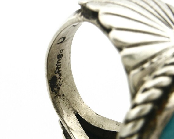 Navajo Ring .925 SOLID Silver Globe Turquoise Sig… - image 7