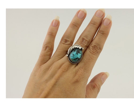 Navajo Ring 925 Silver Natural Blue Turquoise Nat… - image 8