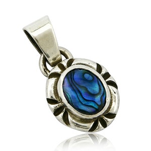 Navajo Hand Stamped Natural Mined MOP in .925 SOLID Silver Pendant