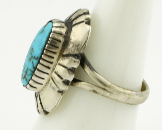 Navajo Ring .925 Silver Arizona Turquoise Signed … - image 5