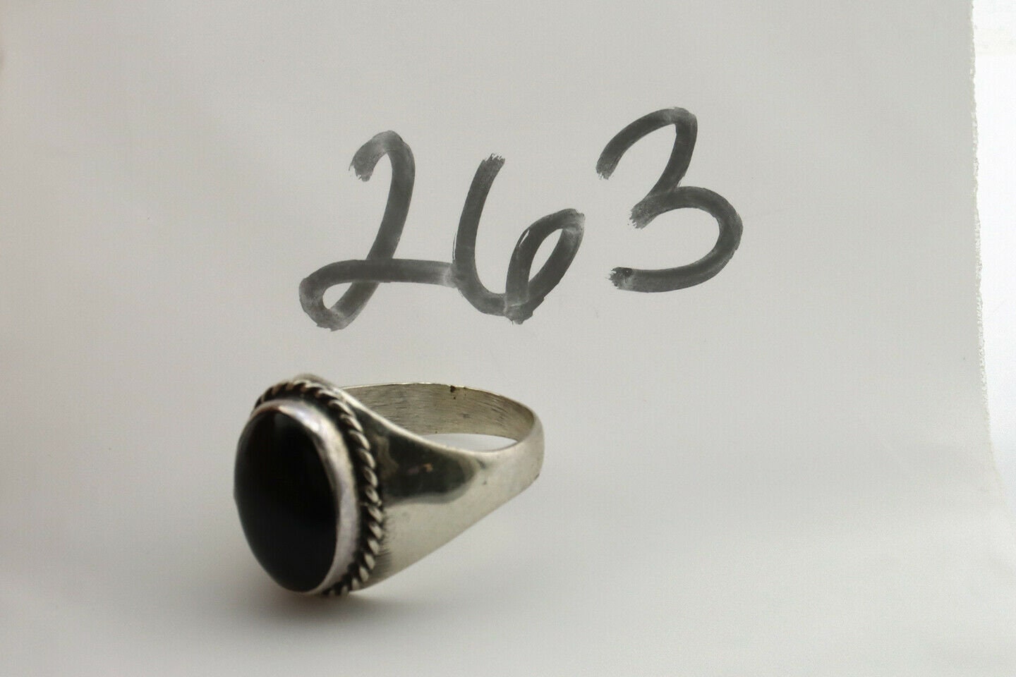 Navajo Ring .925 Silver Black Onyx Native American Artist C