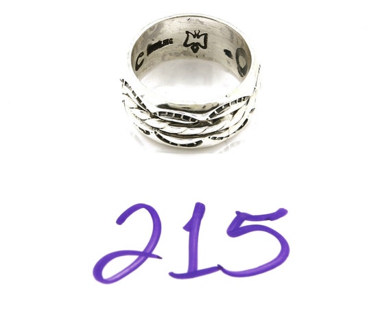 Navajo Ring .925 Silver Handmade Hand Stamped 3 R… - image 10