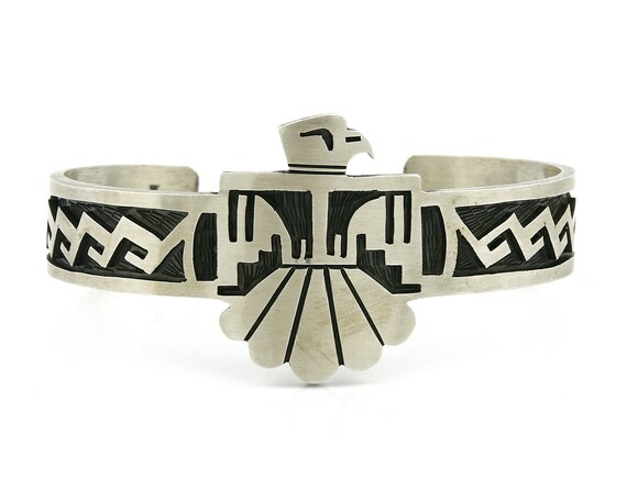 Navajo Handmade Bracelet .925 Silver Thunderbird … - image 4